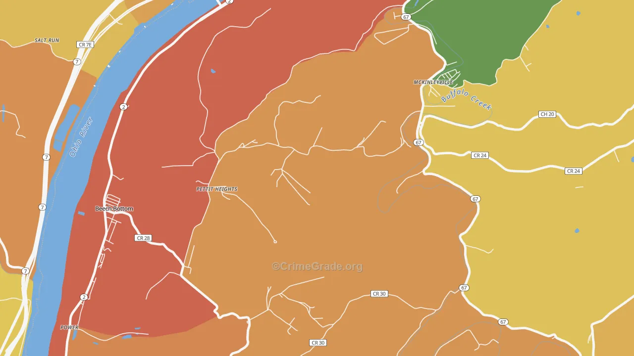 McKinleyville, WV Map of Murder Rates