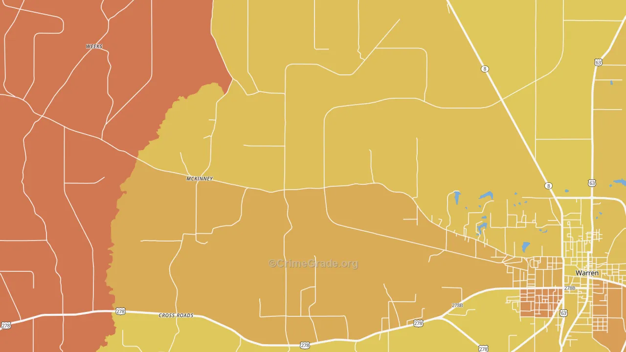 McKinney, AR Map of Murder Rates