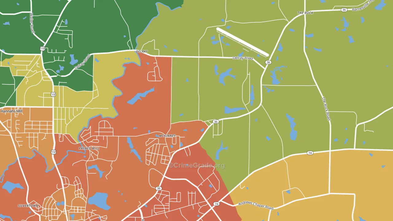 McKinney, GA Map of Murder Rates