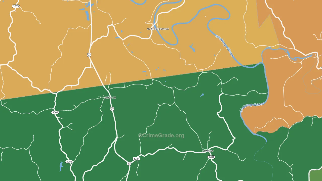McKinneysburg, KY Map of Murder Rates