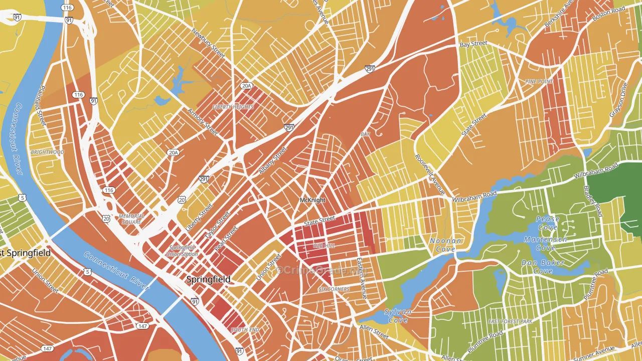 McKnight, Springfield, MA Map of Murder Rates
