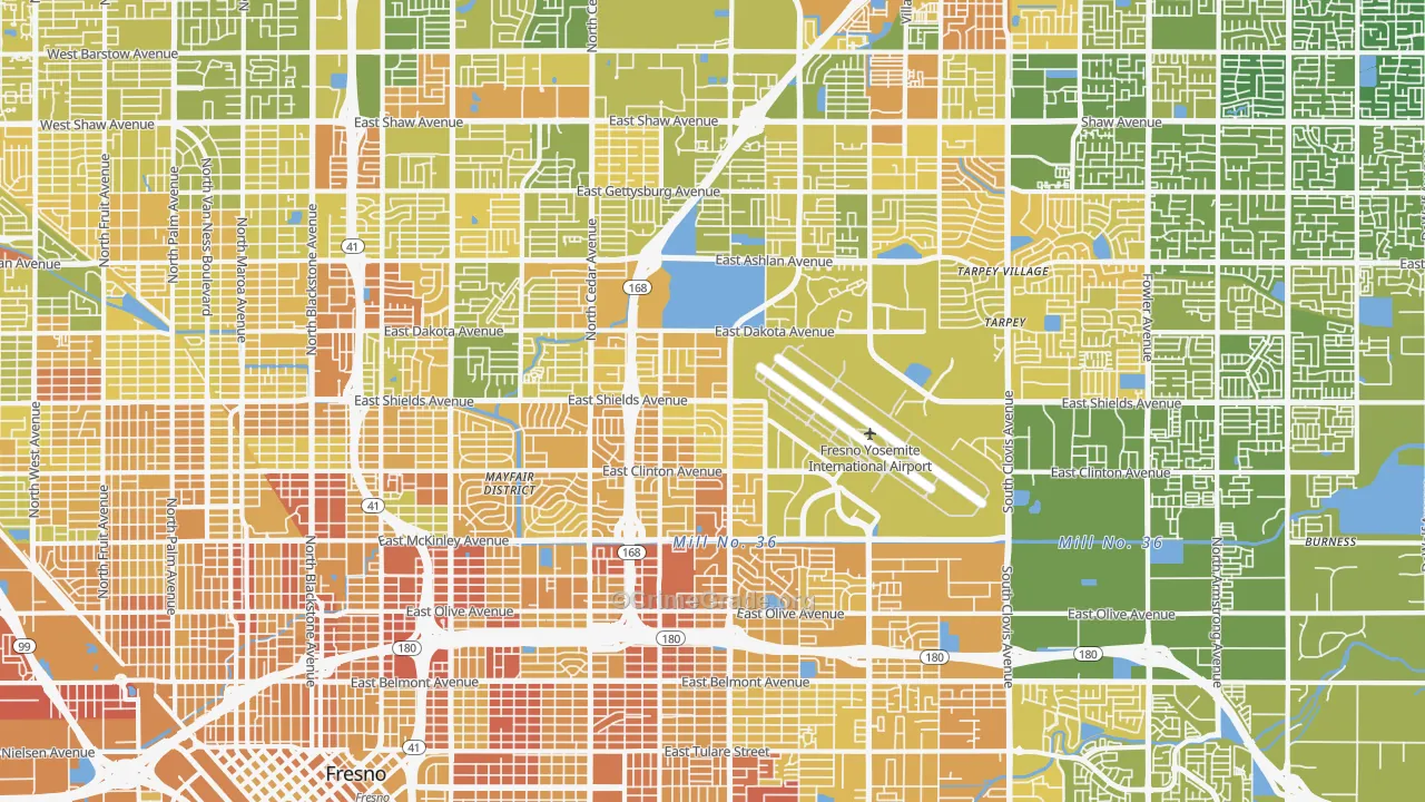 McLane, Fresno, CA Map of Murder Rates
