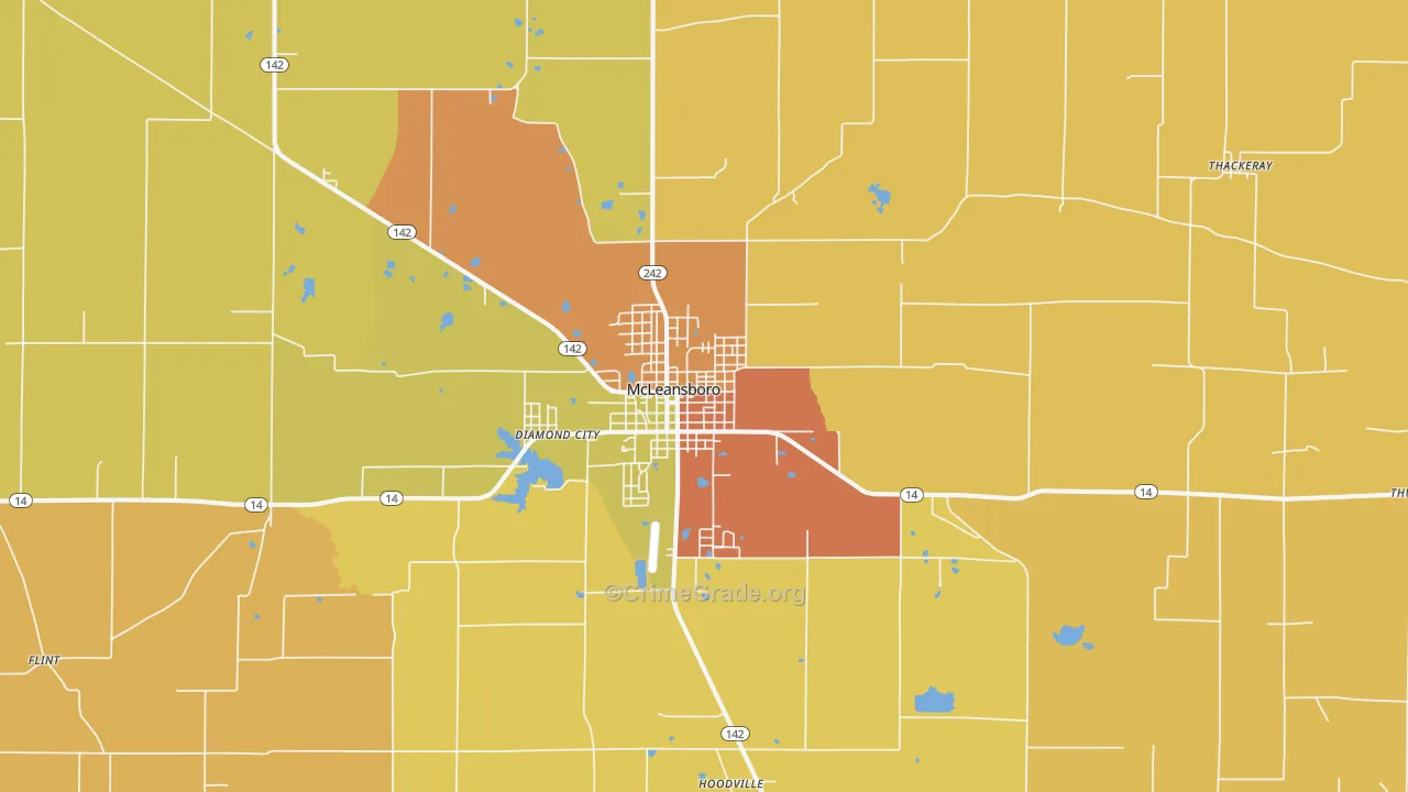 McLeansboro, IL Map of Murder Rates