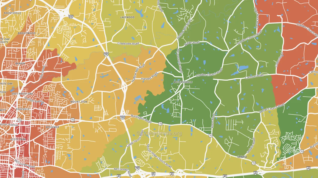 McLeansville, NC Map of Murder Rates