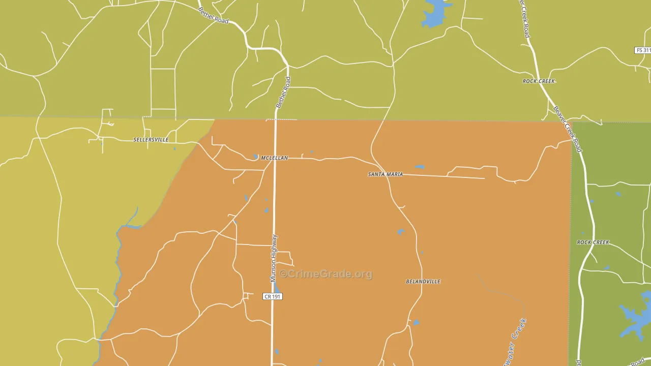 McLellan, FL Map of Murder Rates