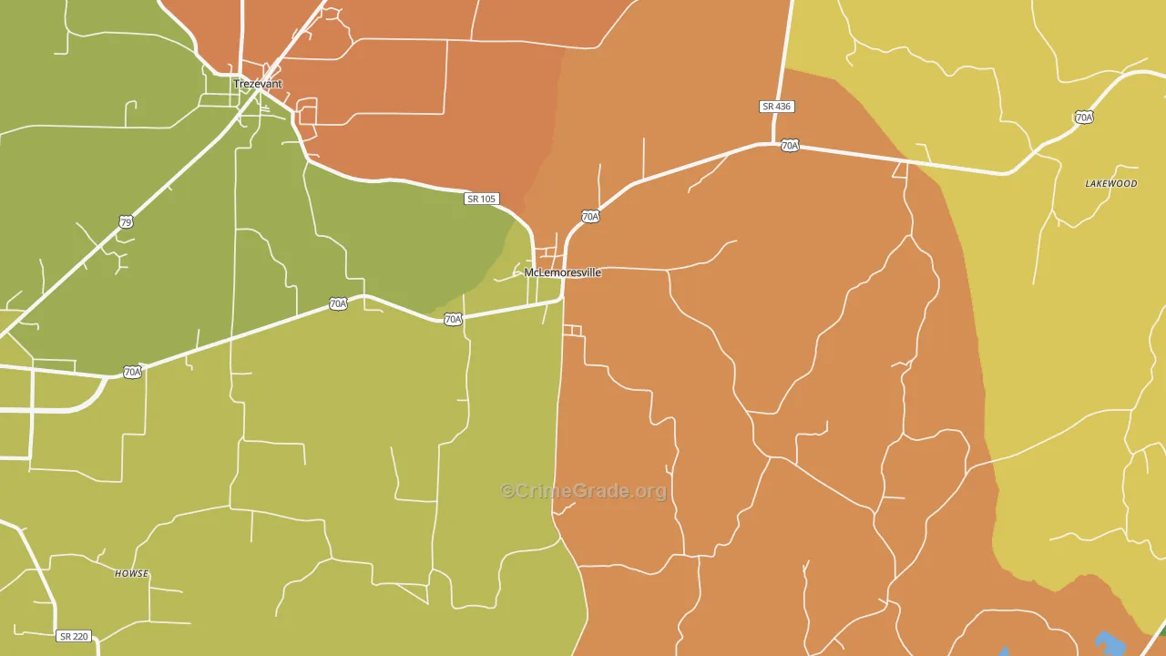 McLemoresville, TN Map of Murder Rates