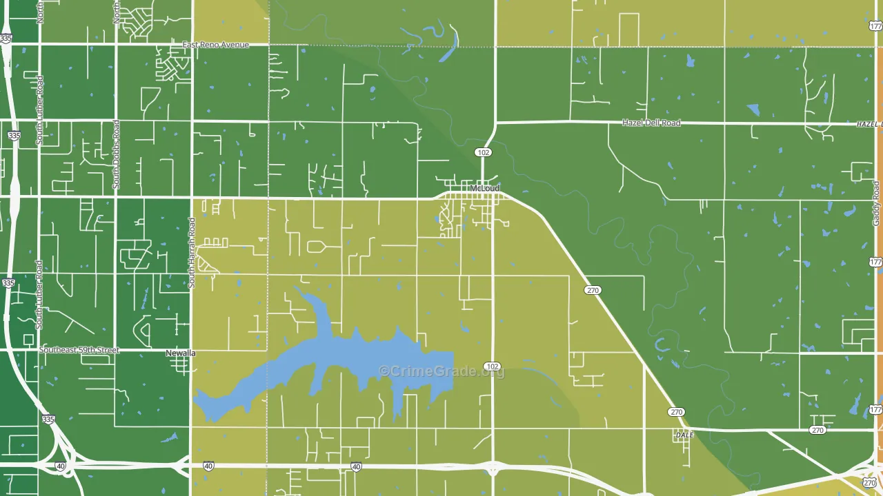 Mcloud, OK Map of Murder Rates