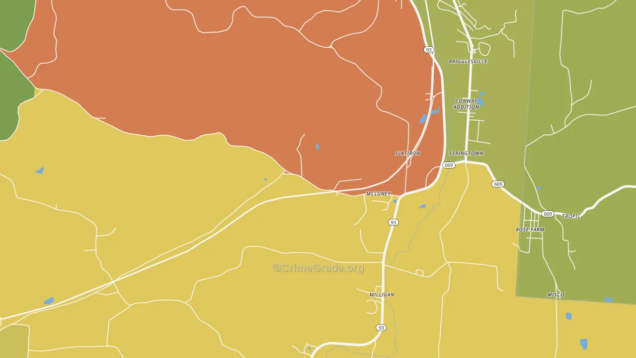 McLuney, OH Map of Murder Rates