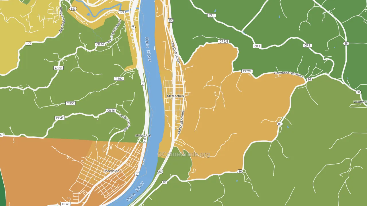 McMechen, WV Map of Murder Rates