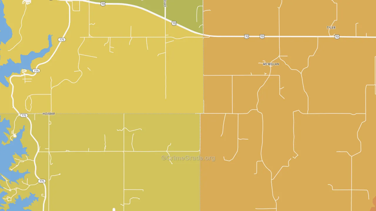 McMillan, OK Map of Murder Rates