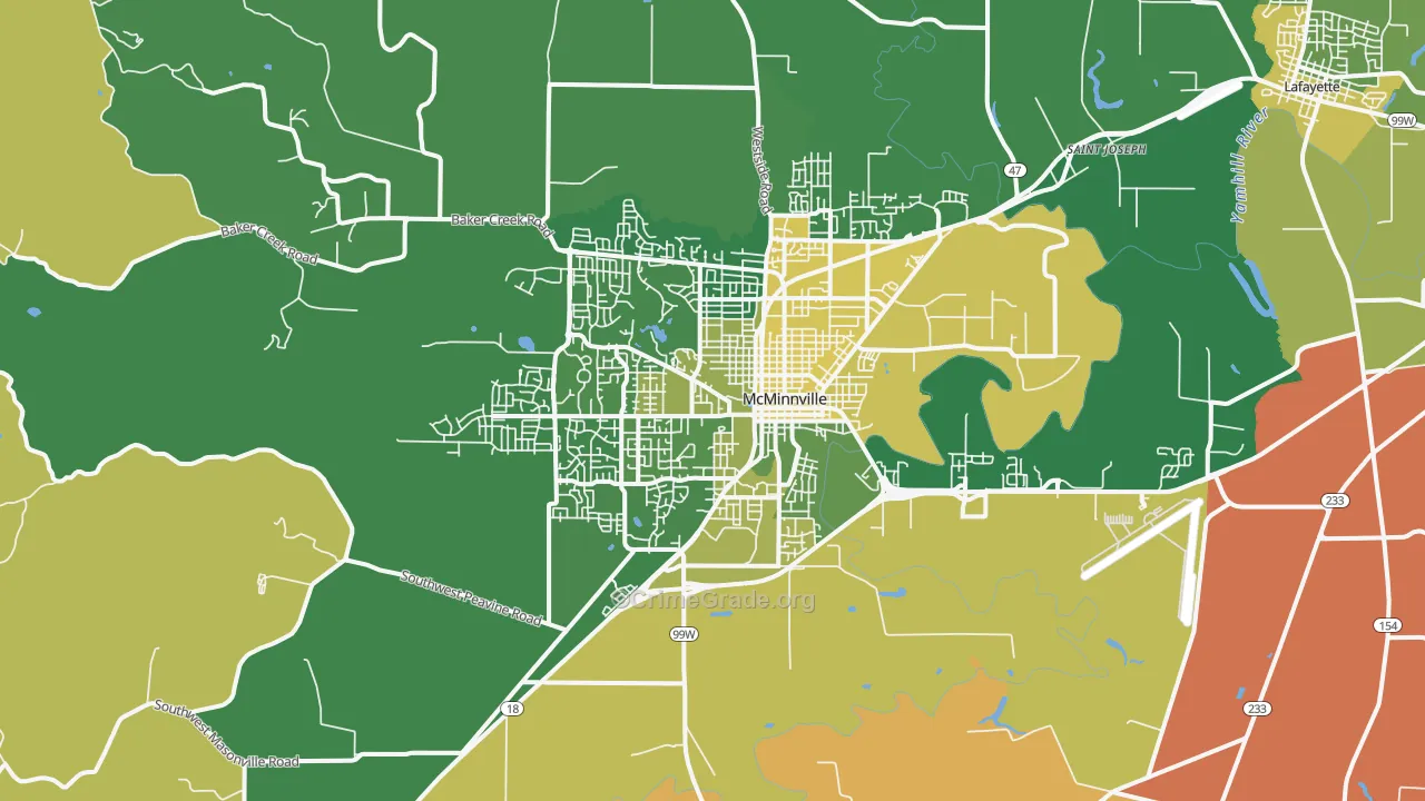 Mcminnville, OR Map of Murder Rates