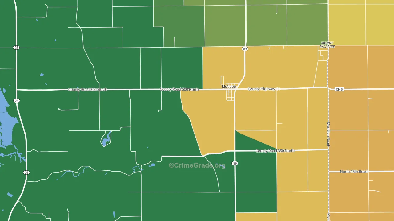 McNabb, IL Map of Murder Rates