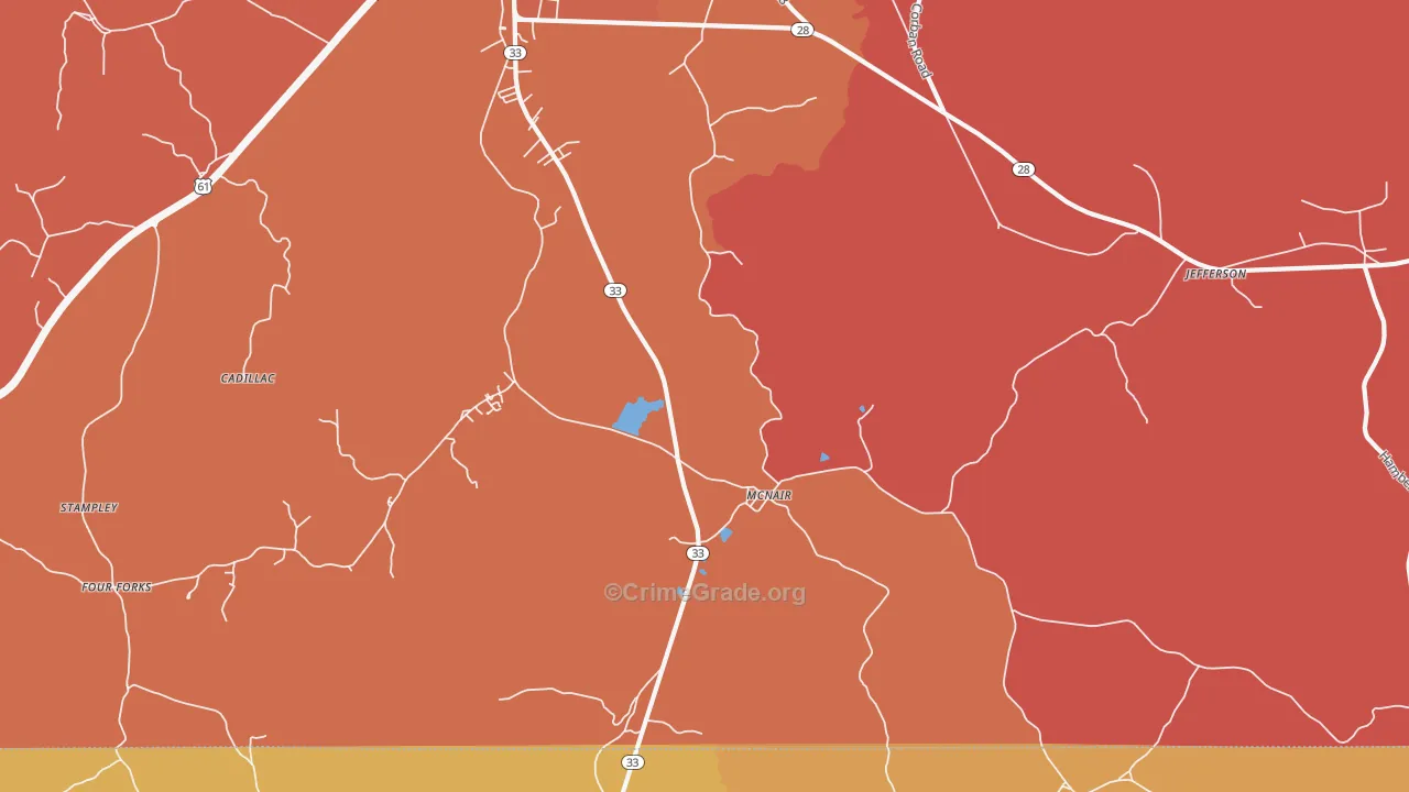 McNair, MS Map of Murder Rates