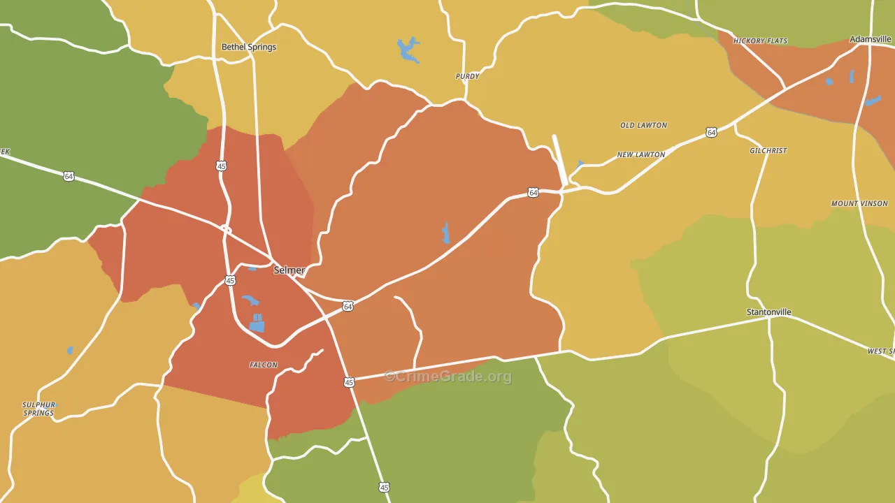 McNairy County, TN Map of Murder Rates
