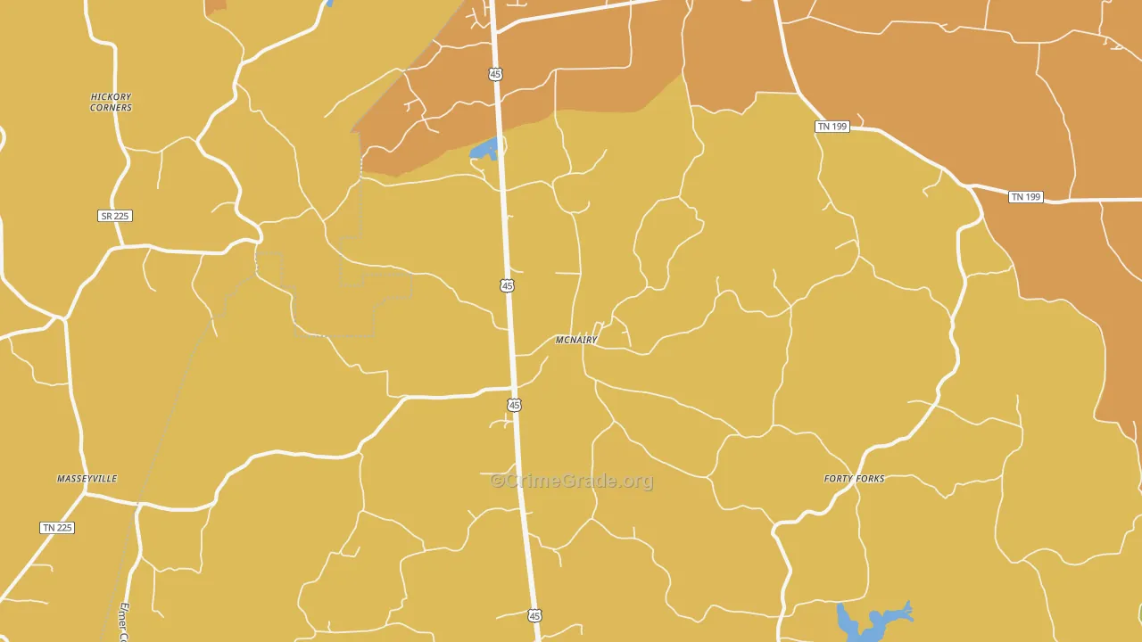 McNairy, TN Map of Murder Rates