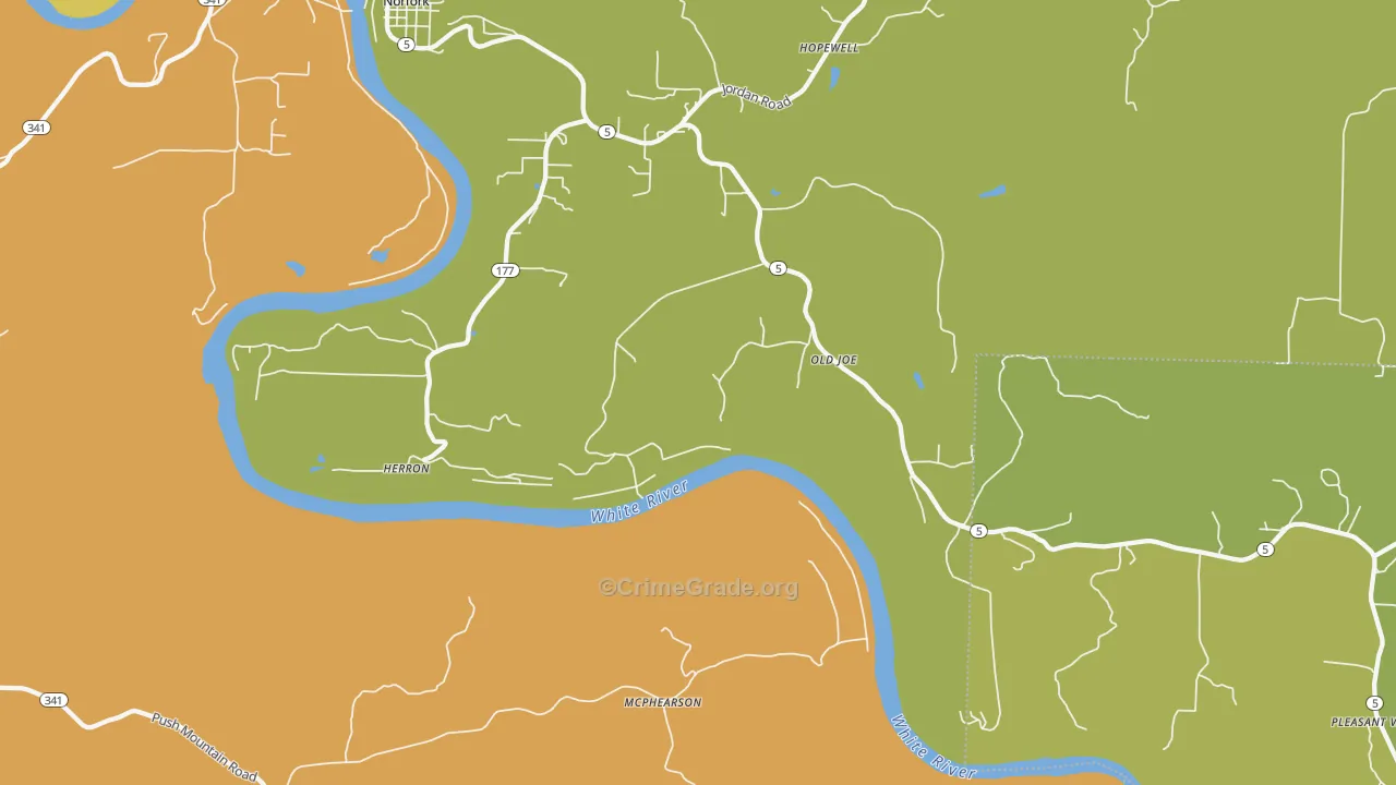 McPhearson, AR Map of Murder Rates