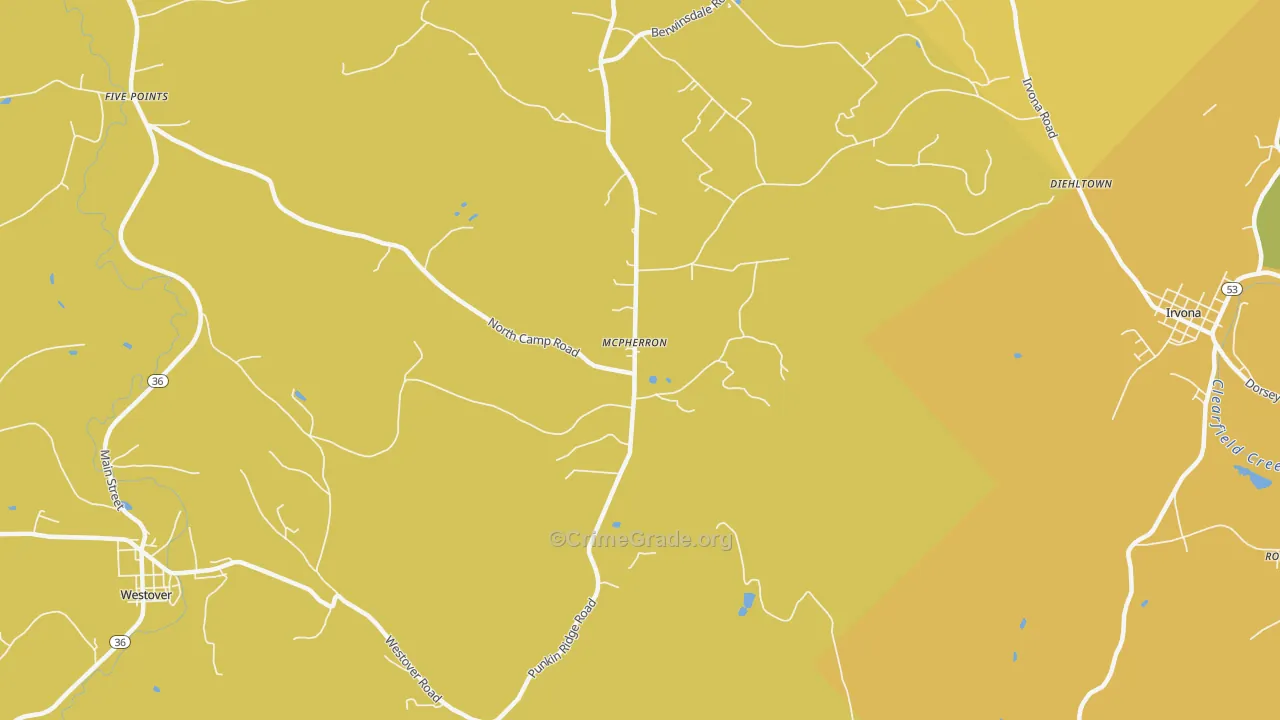 McPherron, PA Map of Murder Rates