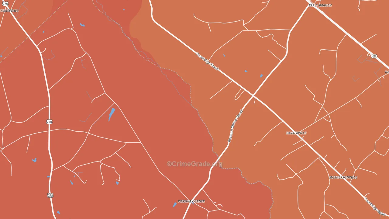 McPhersonville, SC Map of Murder Rates