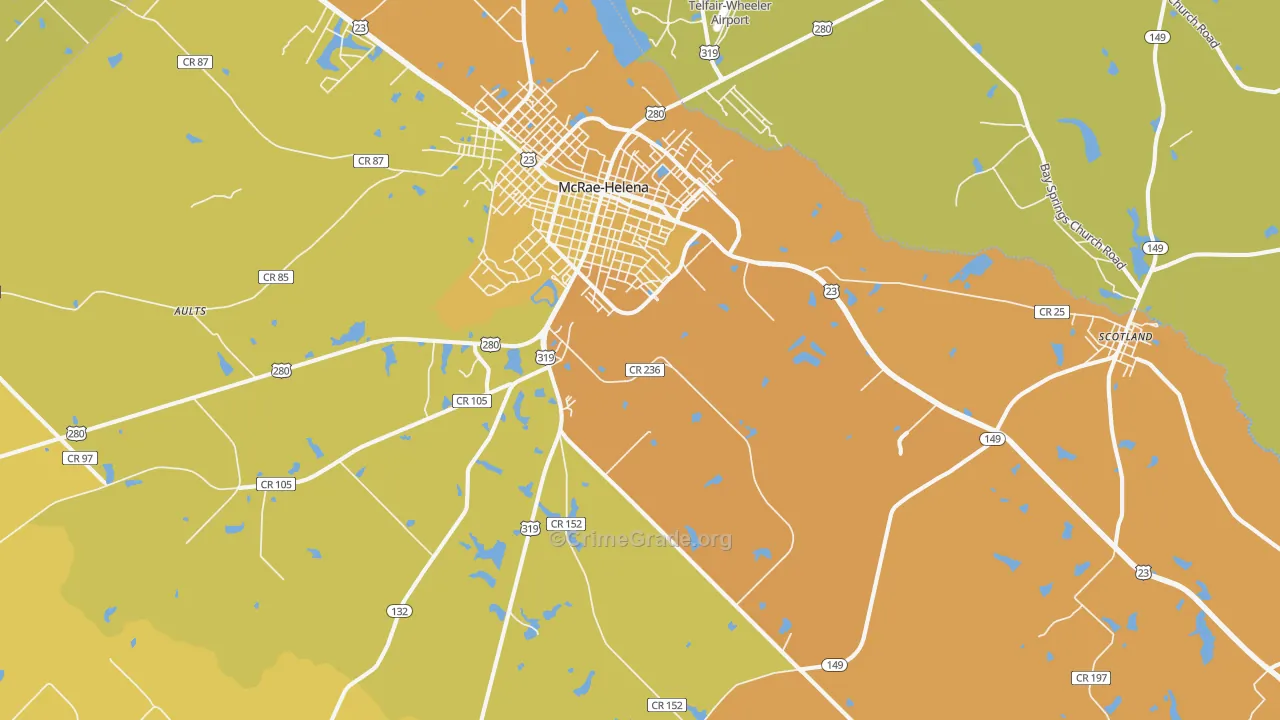 McRae, GA Map of Murder Rates