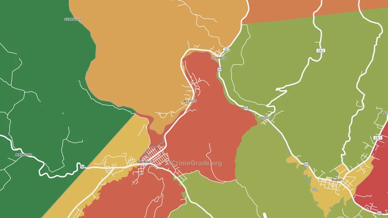McRoss, WV Map of Murder Rates