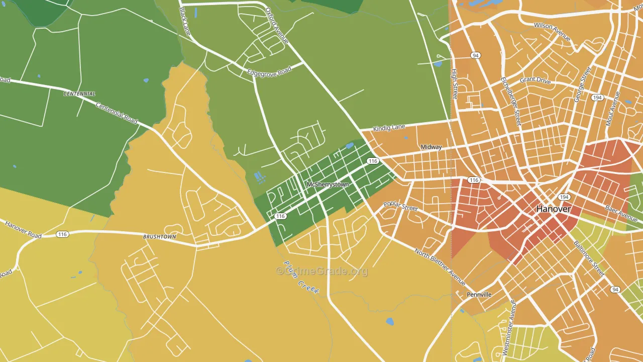 McSherrystown, PA Map of Murder Rates