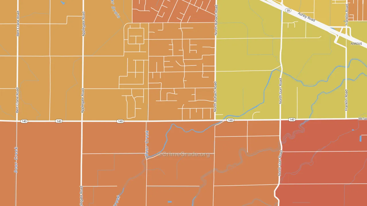 McSwain, CA Map of Murder Rates