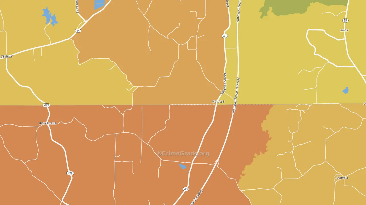 McVille, MS Map of Murder Rates