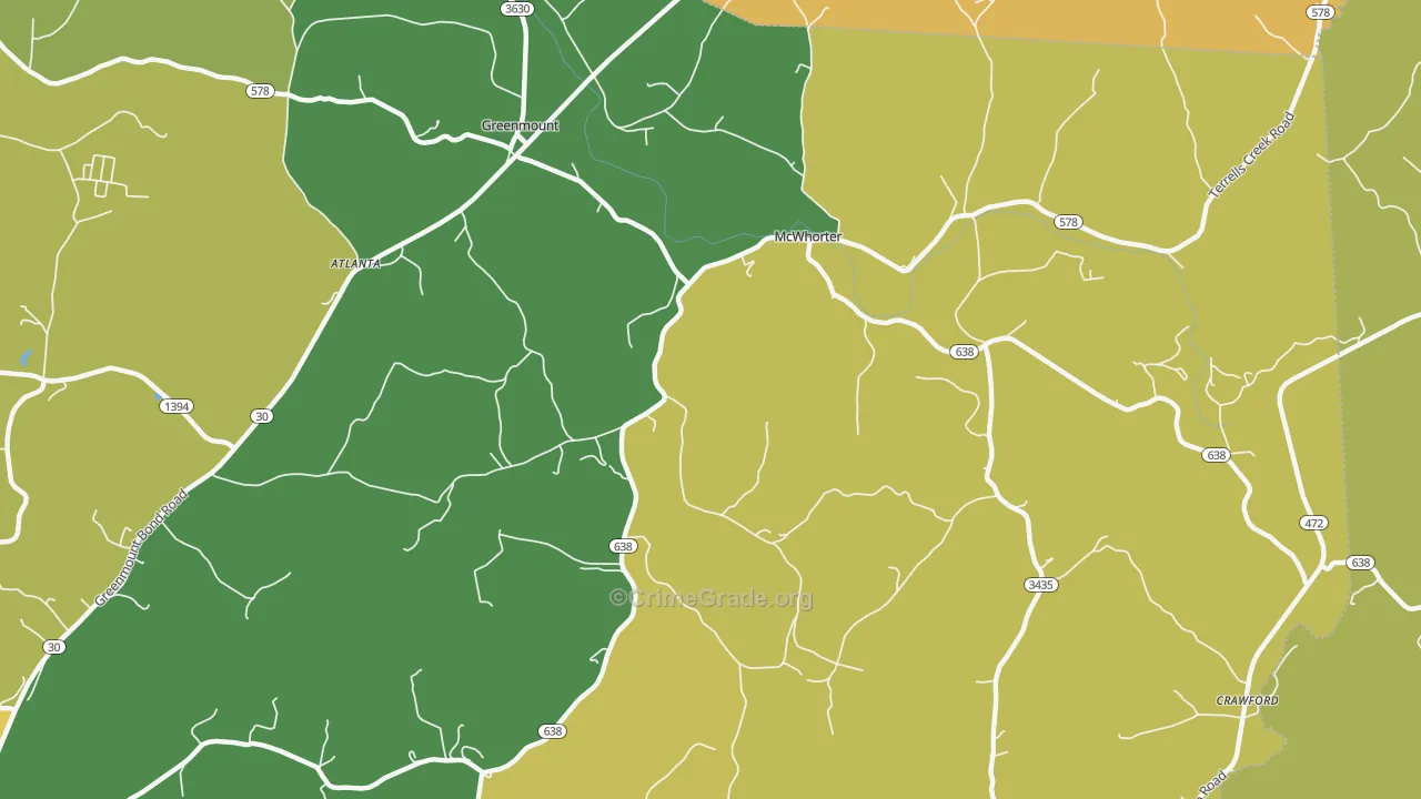 McWhorter, KY Map of Murder Rates