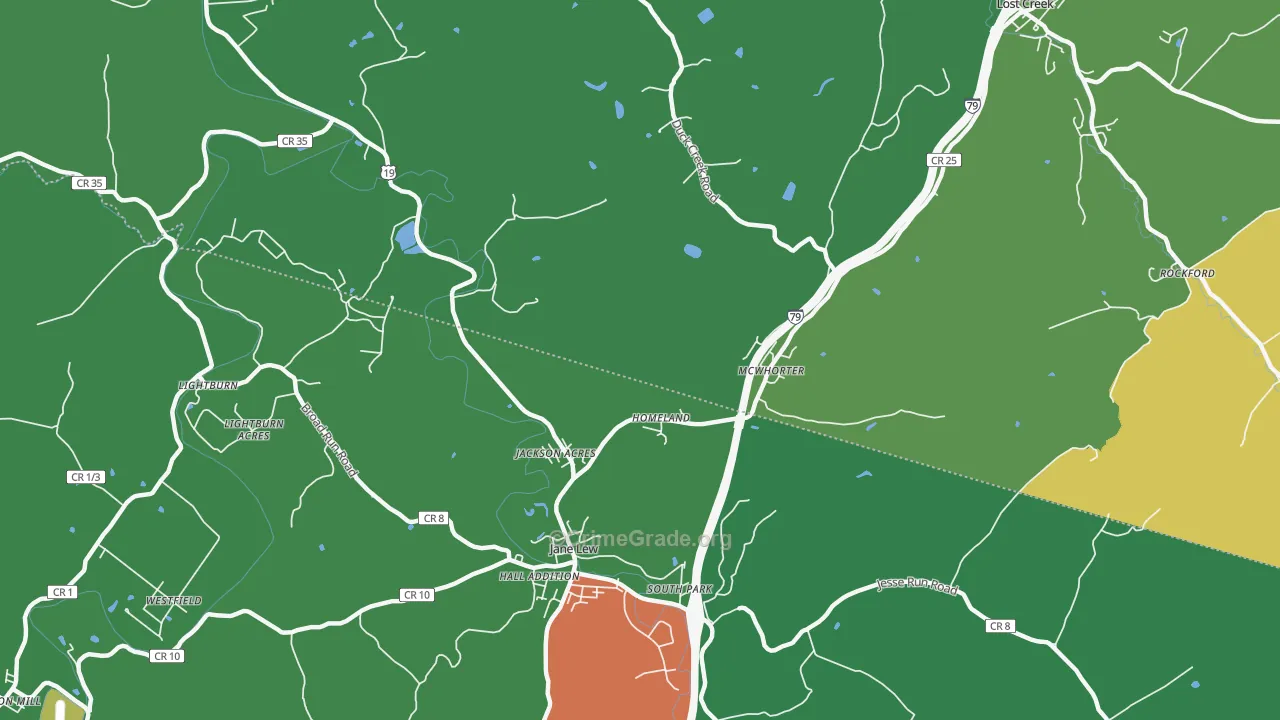 McWhorter, WV Map of Murder Rates