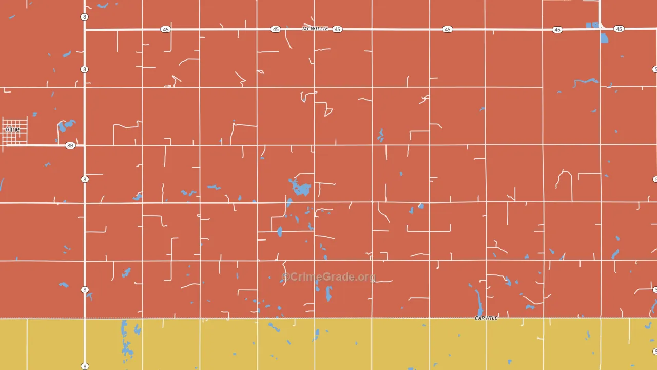 McWillie, OK Map of Murder Rates
