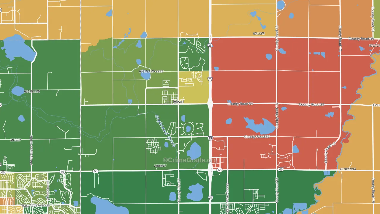 Mead, CO Map of Murder Rates