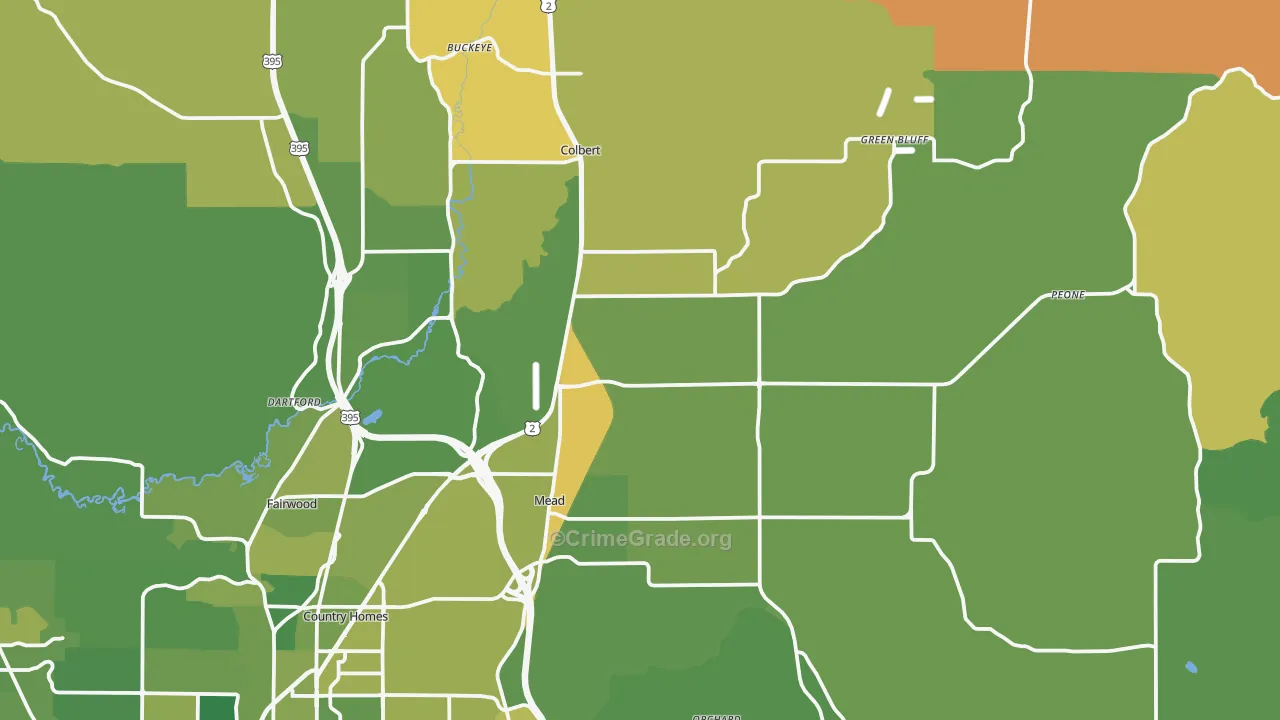Mead, WA Map of Murder Rates