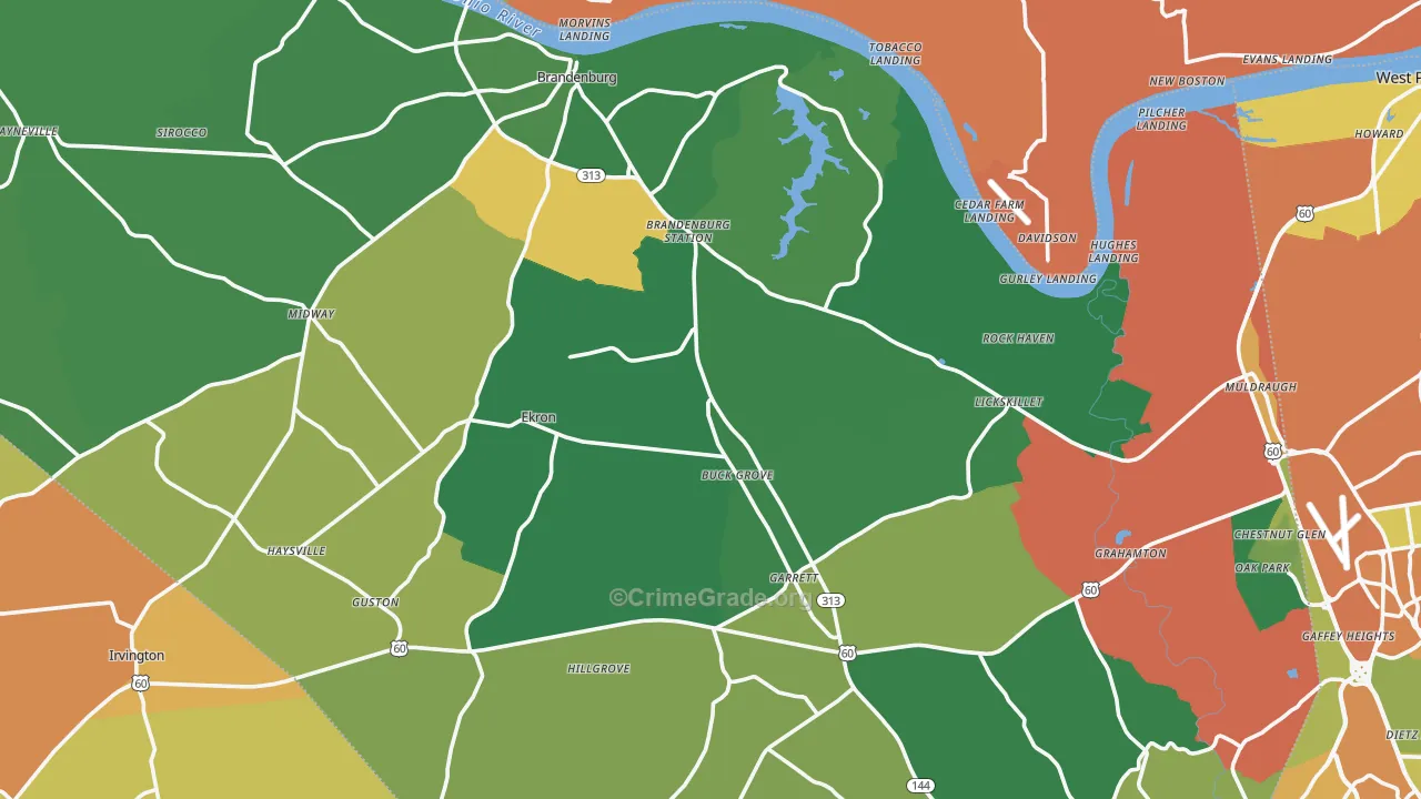 Meade County, KY Map of Murder Rates