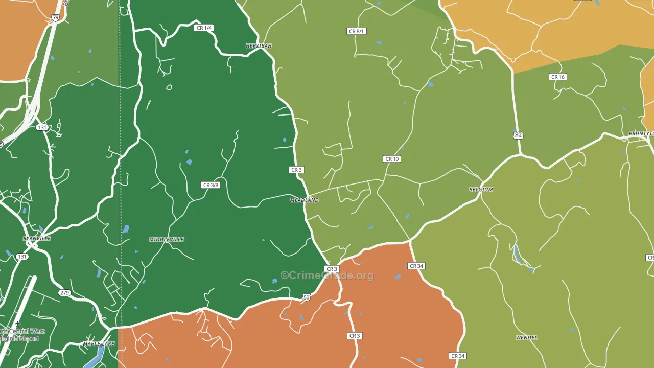 Meadland, WV Map of Murder Rates