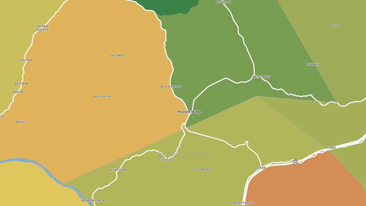 Meadow Bridge, WV Map of Murder Rates