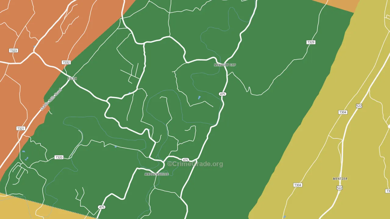 Meadow Gap, PA Map of Murder Rates
