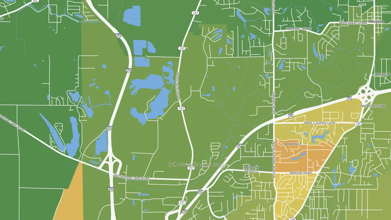 Meadow Heights, IL Map of Murder Rates
