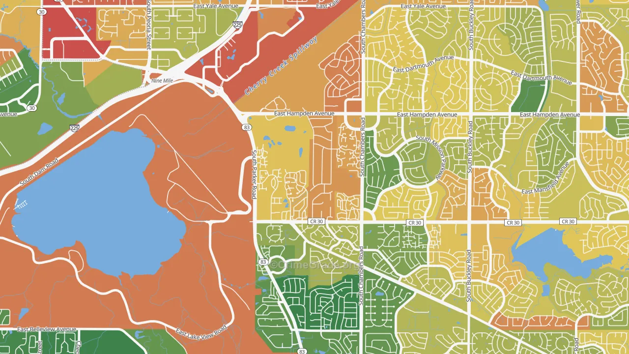 Meadow Hills, Aurora, CO Map of Murder Rates