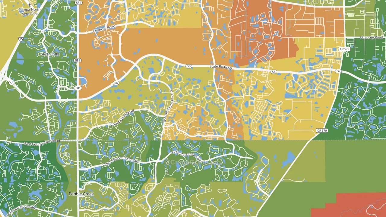 Meadow Point, Wesley Chapel, FL Map of Murder Rates