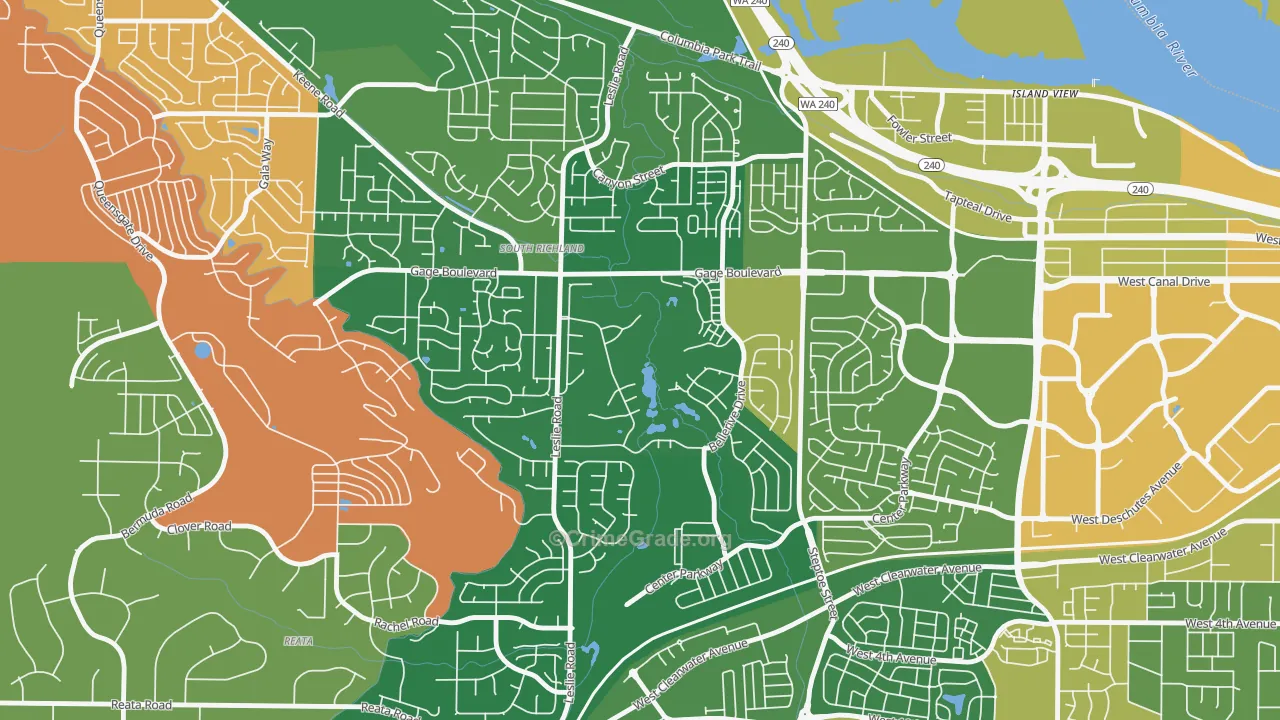 Meadow Springs, Richland, WA Map of Murder Rates