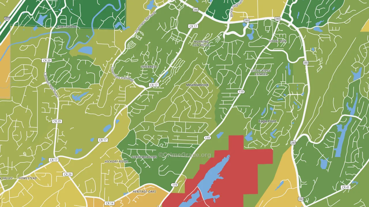 Meadowbrook, AL Map of Murder Rates