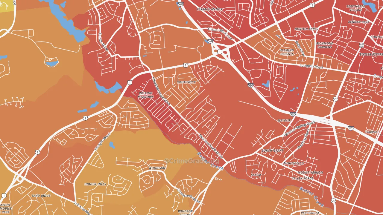 Meadowbrook, Augusta, GA Map of Murder Rates