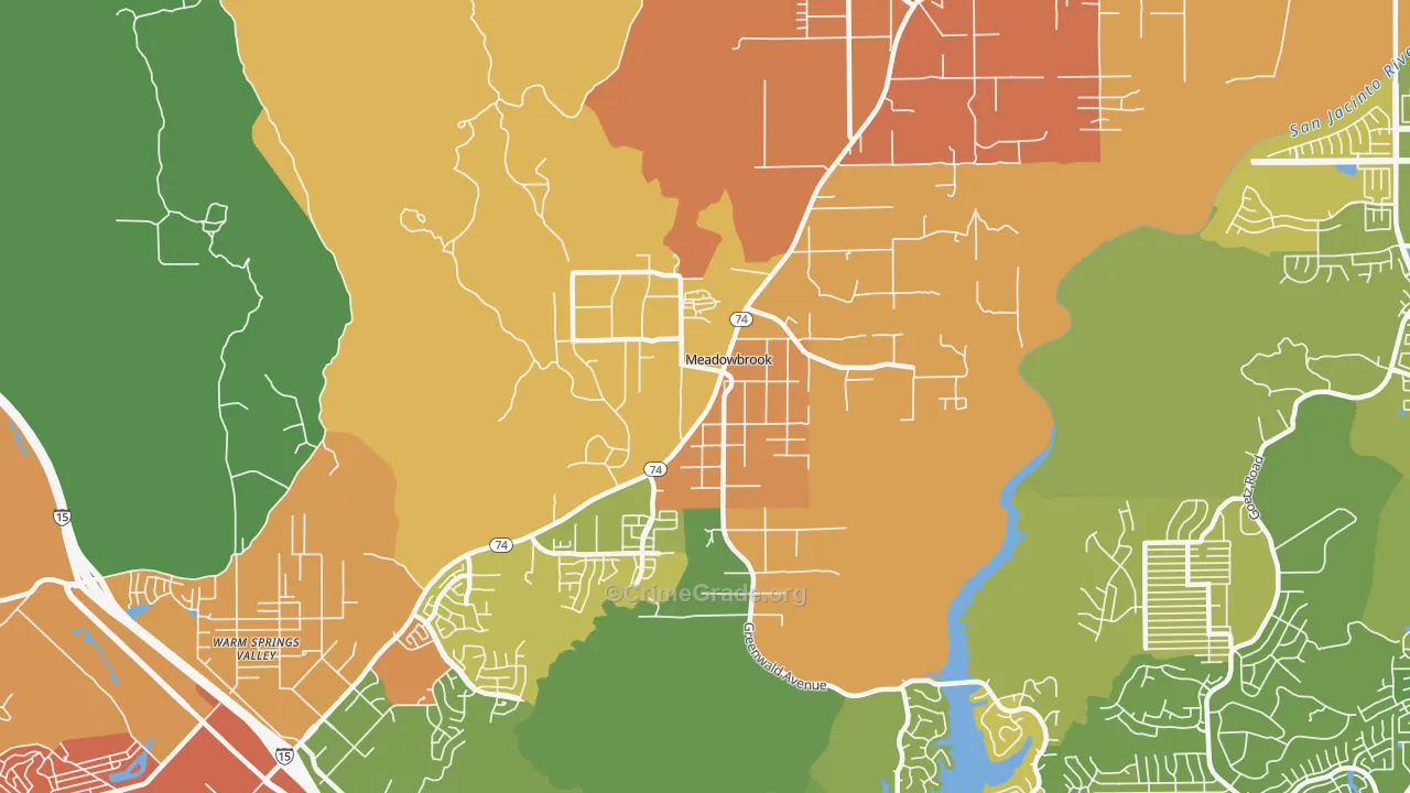 Meadowbrook, CA Map of Murder Rates