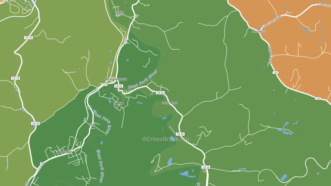 Meadowbrook, WV Map of Murder Rates