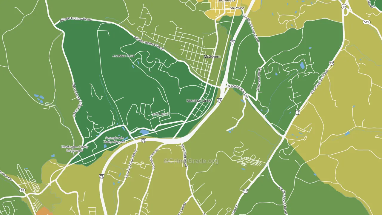 Meadowlands, PA Map of Murder Rates