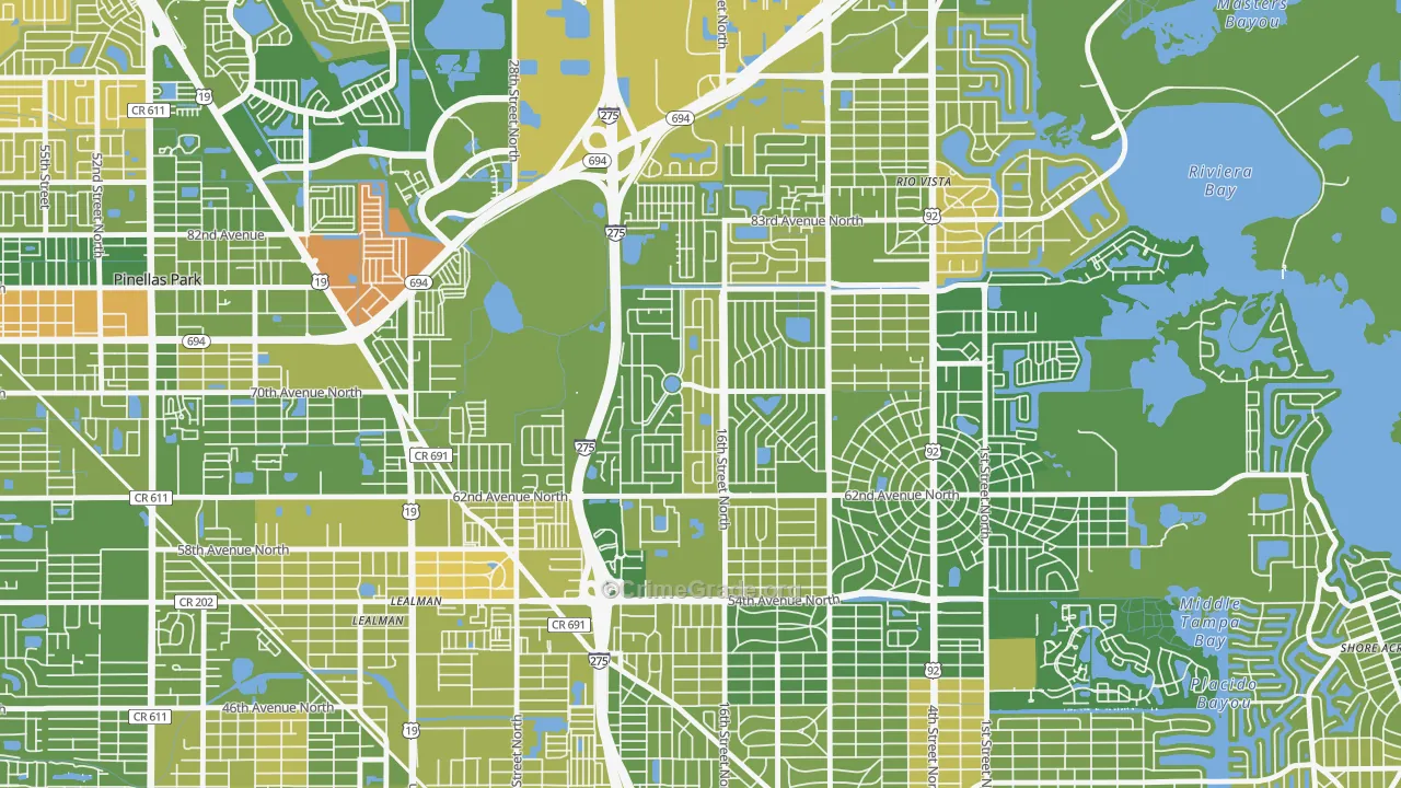 Meadowlawn, St. Petersburg, FL Map of Murder Rates