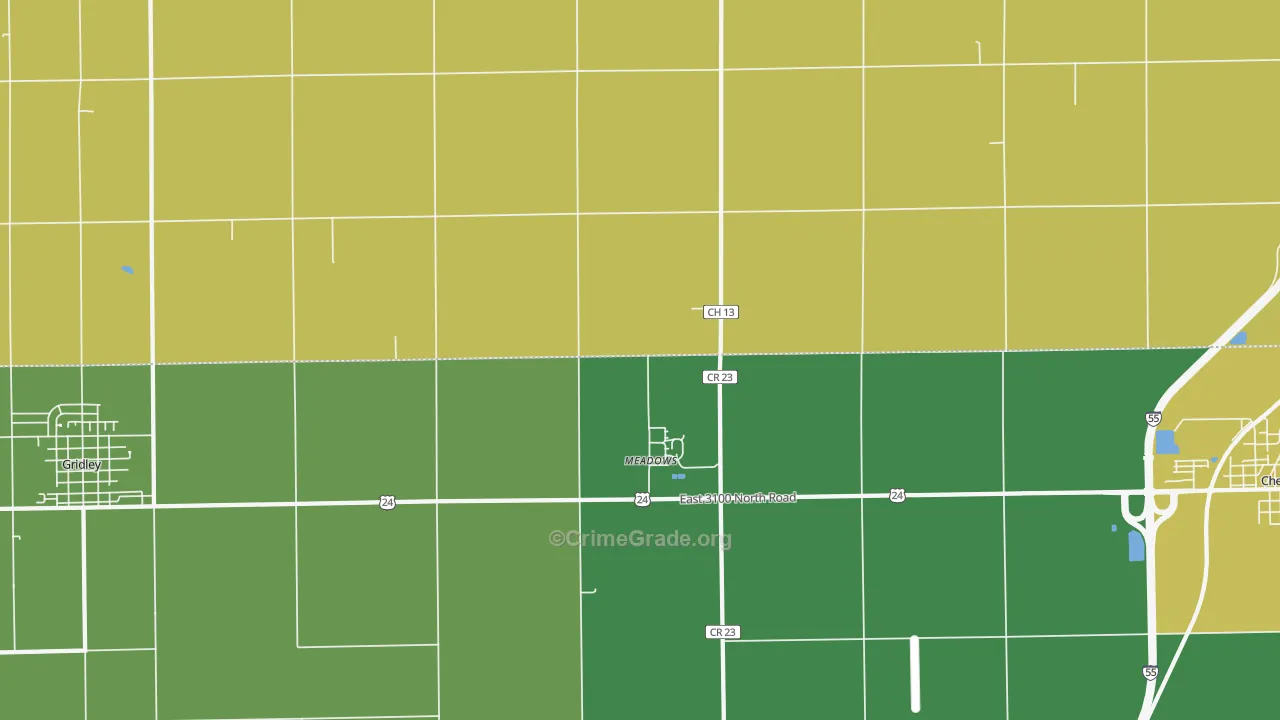 Meadows, IL Map of Murder Rates