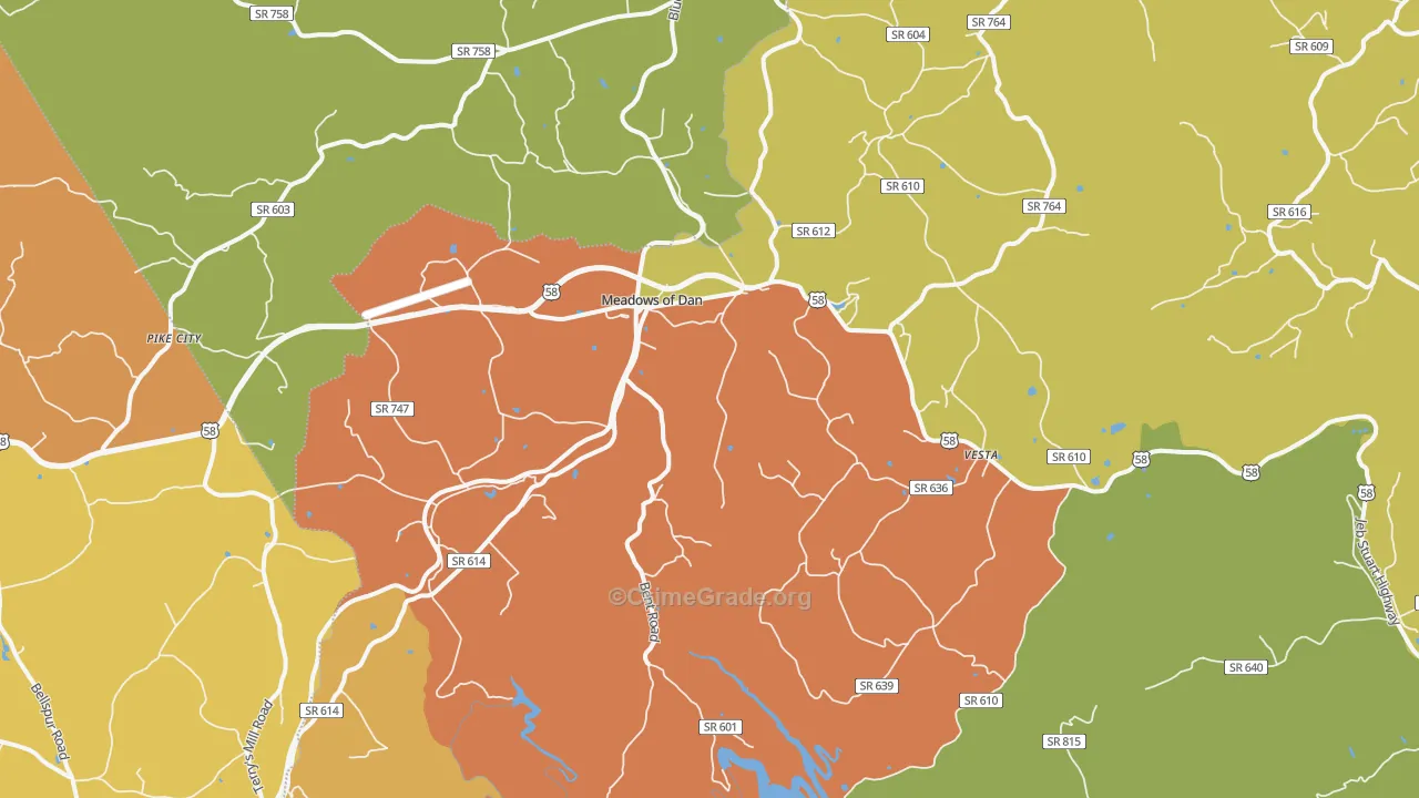 Meadows Of Dan, VA Map of Murder Rates