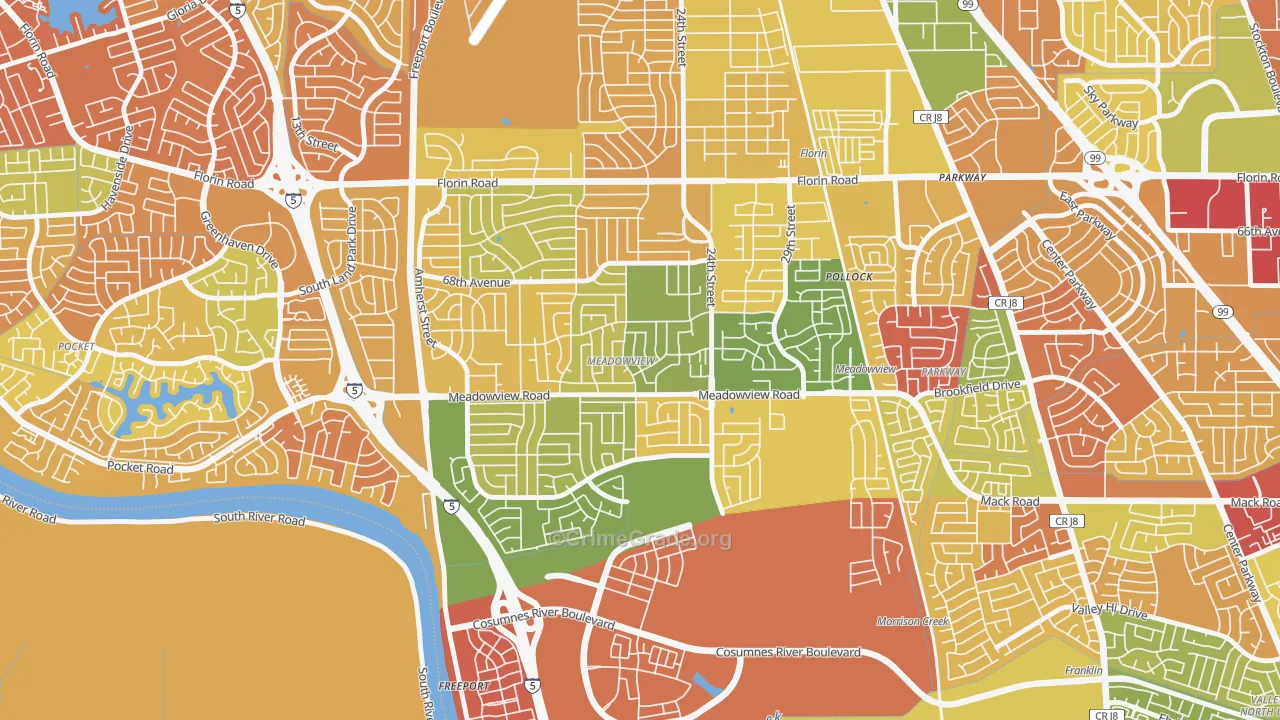 Meadowview, Sacramento, CA Map of Murder Rates