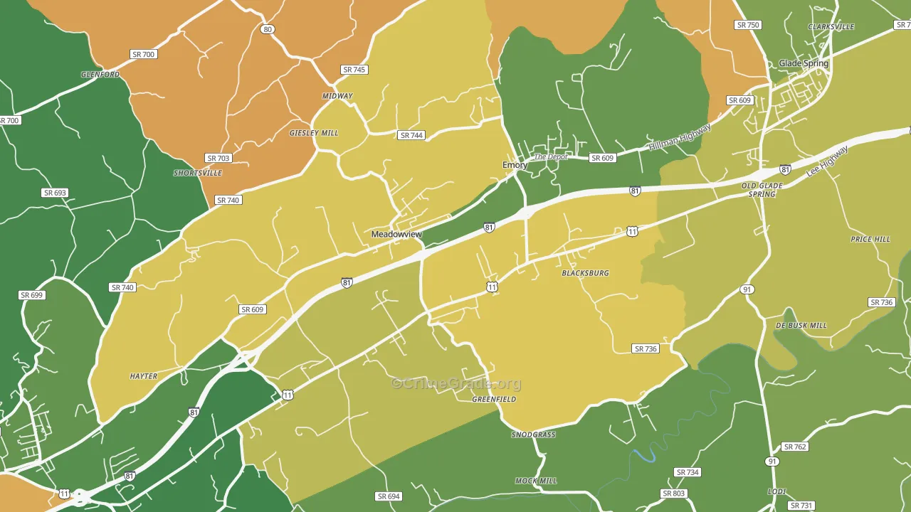 Meadowview, VA Map of Murder Rates